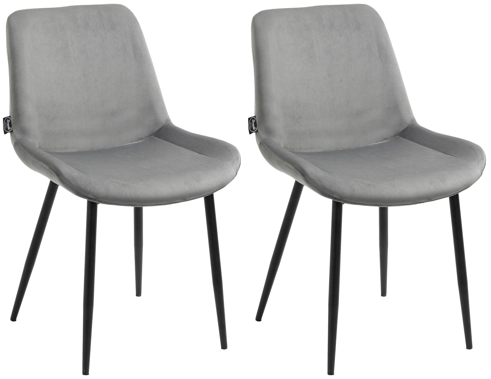 Set van 2 Fluwelen Eetkamerstoelen - Keukenstoelen - Comfort en Stijl Kleur grijs