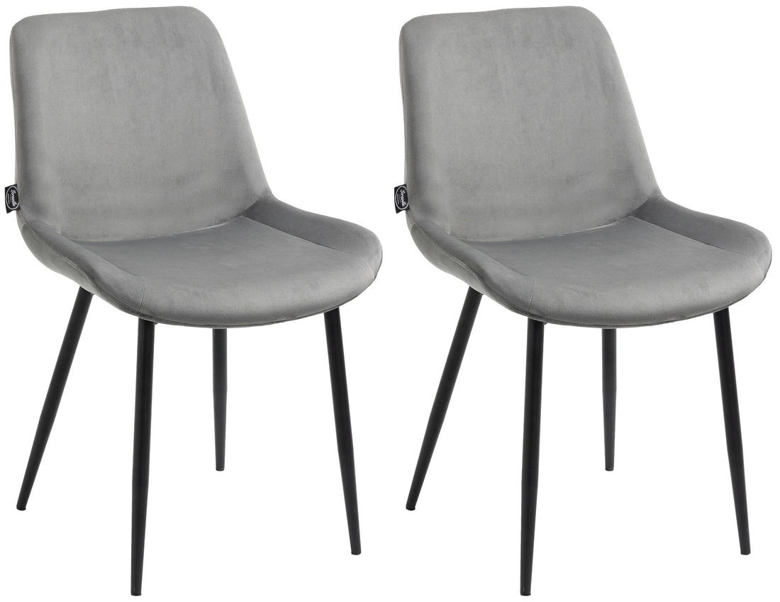 Set van 2 Fluwelen Eetkamerstoelen - Keukenstoelen - Comfort en Stijl Kleur grijs