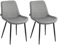 Set van 2 Fluwelen Eetkamerstoelen - Keukenstoelen - Comfort en Stijl Kleur grijs