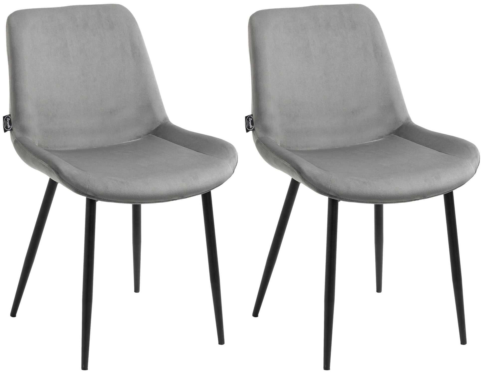 Set van 2 Fluwelen Eetkamerstoelen - Keukenstoelen - Comfort en Stijl Kleur grijs