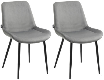 Set van 2 Fluwelen Eetkamerstoelen - Keukenstoelen - Comfort en Stijl Kleur grijs