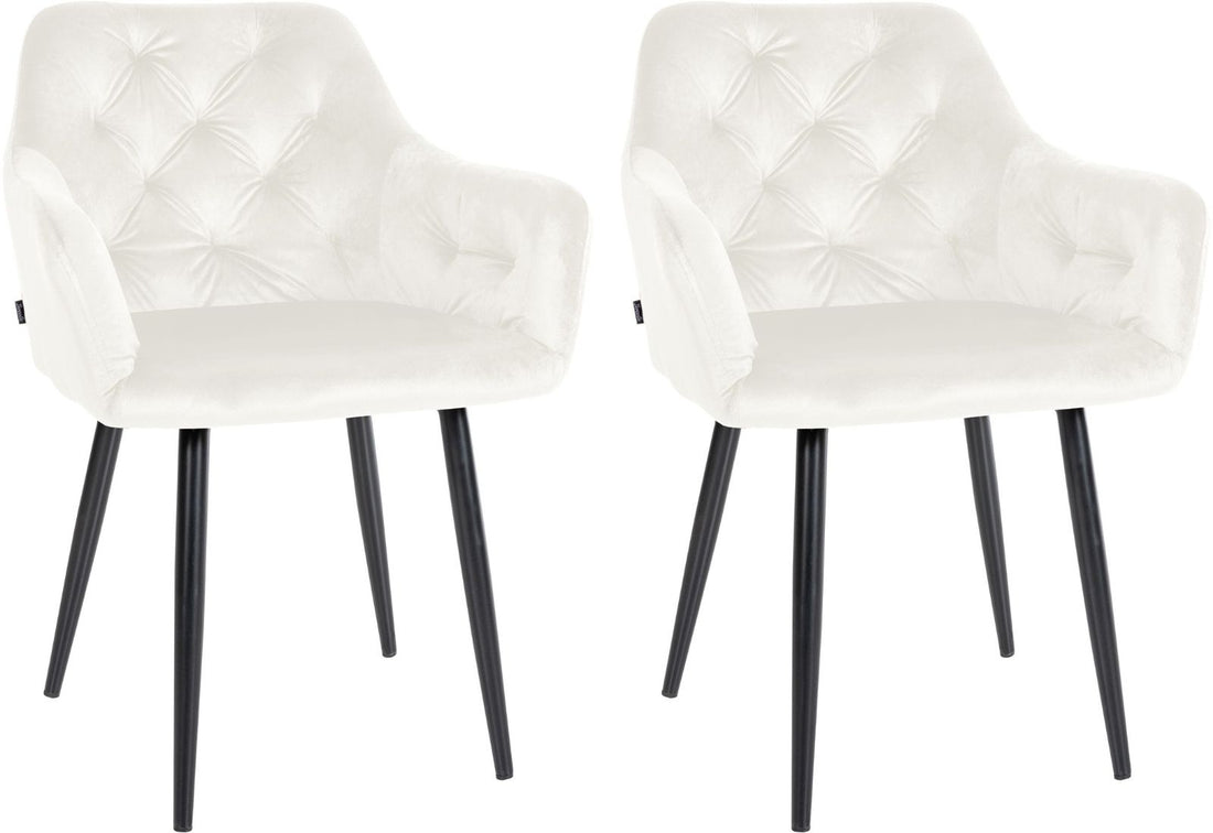 2-delige set Fluwelen Eetkamerstoelen - Velvet Stoelen - Langdurig Zitcomfort Kleur crème