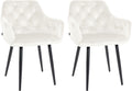 2-delige set Fluwelen Eetkamerstoelen - Velvet Stoelen - Langdurig Zitcomfort Kleur crème
