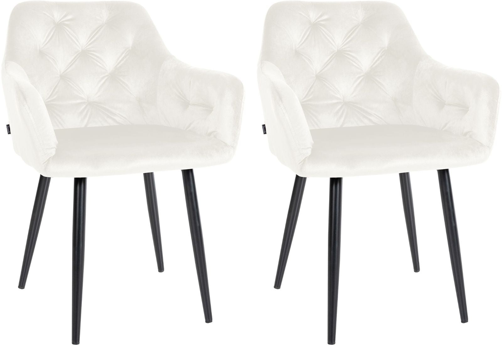 2-delige set Fluwelen Eetkamerstoelen - Velvet Stoelen - Langdurig Zitcomfort Kleur crème