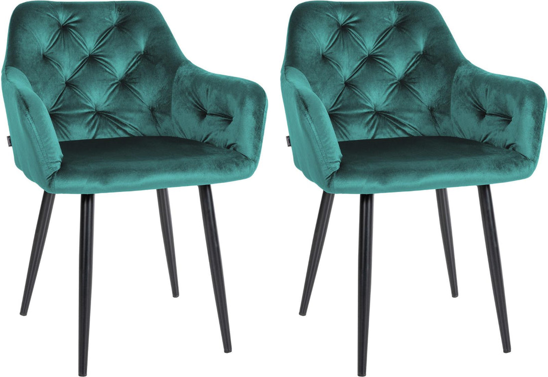 2-delige set Fluwelen Eetkamerstoelen - Moderne Stoelen - Langdurig Comfort Kleur donkergroen