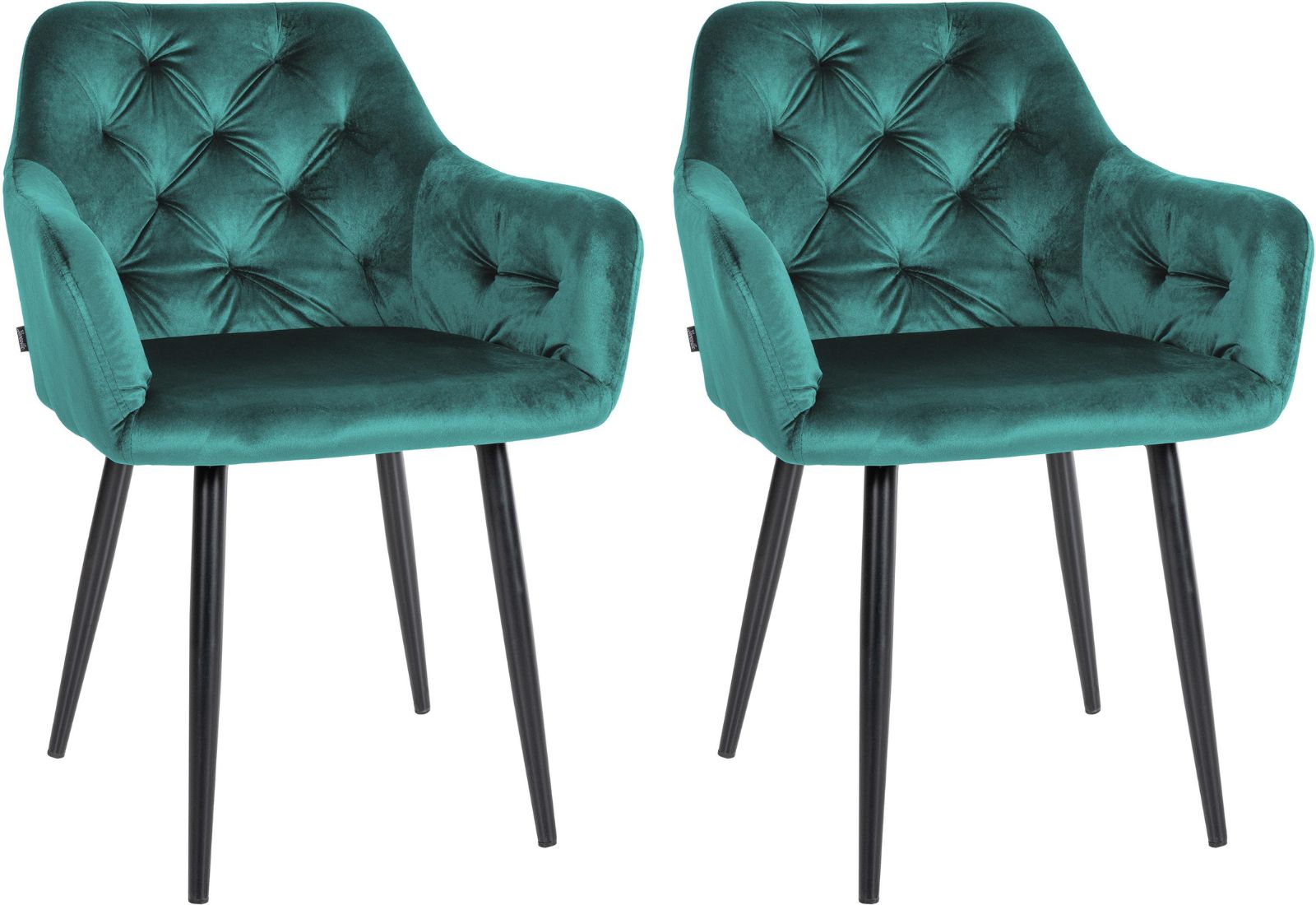 2-delige set Fluwelen Eetkamerstoelen - Moderne Stoelen - Langdurig Comfort Kleur donkergroen