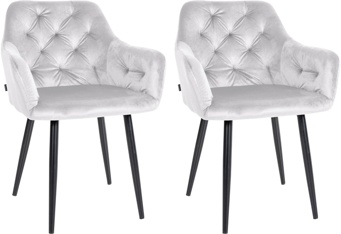 Set van 2 Fluwelen Eetkamerstoelen - Gepolsterde Stoelen - Onderhoudsvriendelijk, Optimaal Comfort Kleur grijs