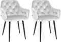 Set van 2 Fluwelen Eetkamerstoelen - Gepolsterde Stoelen - Onderhoudsvriendelijk, Optimaal Comfort Kleur grijs