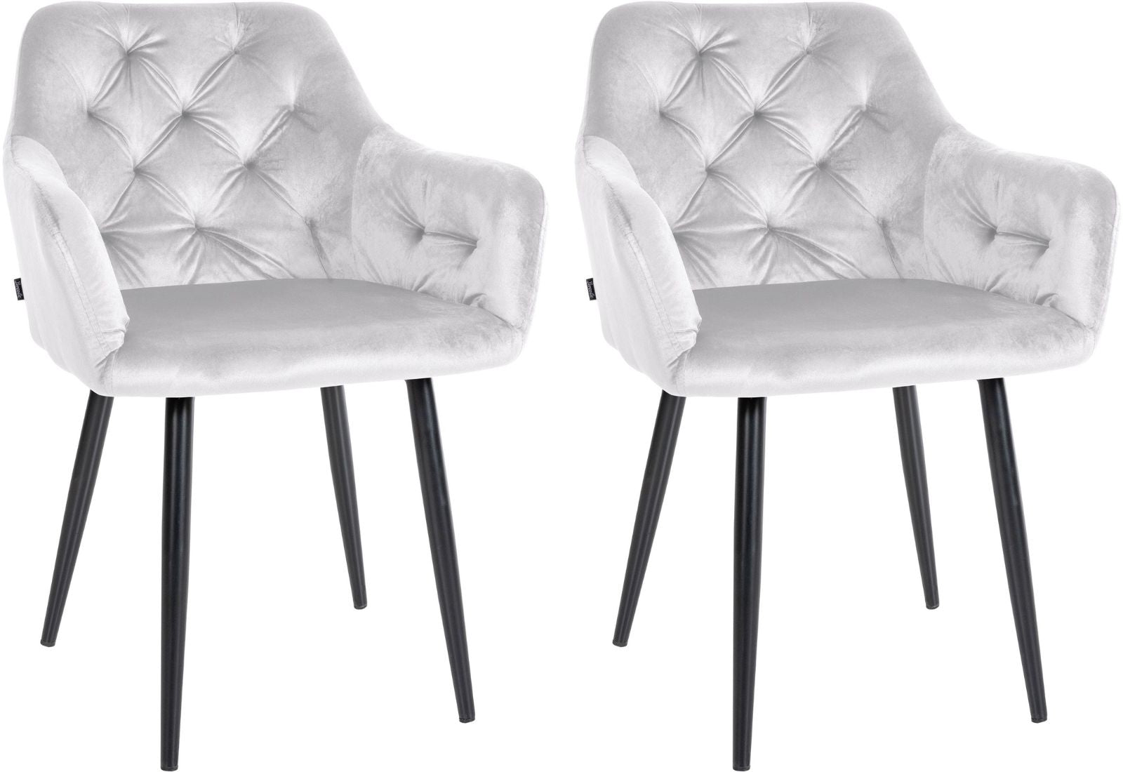 Set van 2 Fluwelen Eetkamerstoelen - Gepolsterde Stoelen - Onderhoudsvriendelijk, Optimaal Comfort Kleur grijs