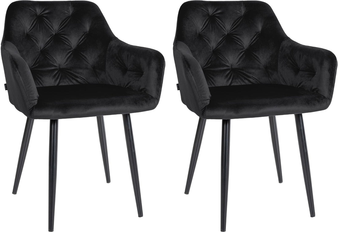 Moderne Eetkamerstoelen Set - Fluwelen Zitting - Onderhoudsvriendelijke Bekleding Kleur zwart