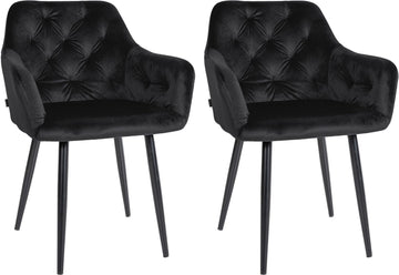 Moderne Eetkamerstoelen Set - Fluwelen Zitting - Onderhoudsvriendelijke Bekleding Kleur zwart
