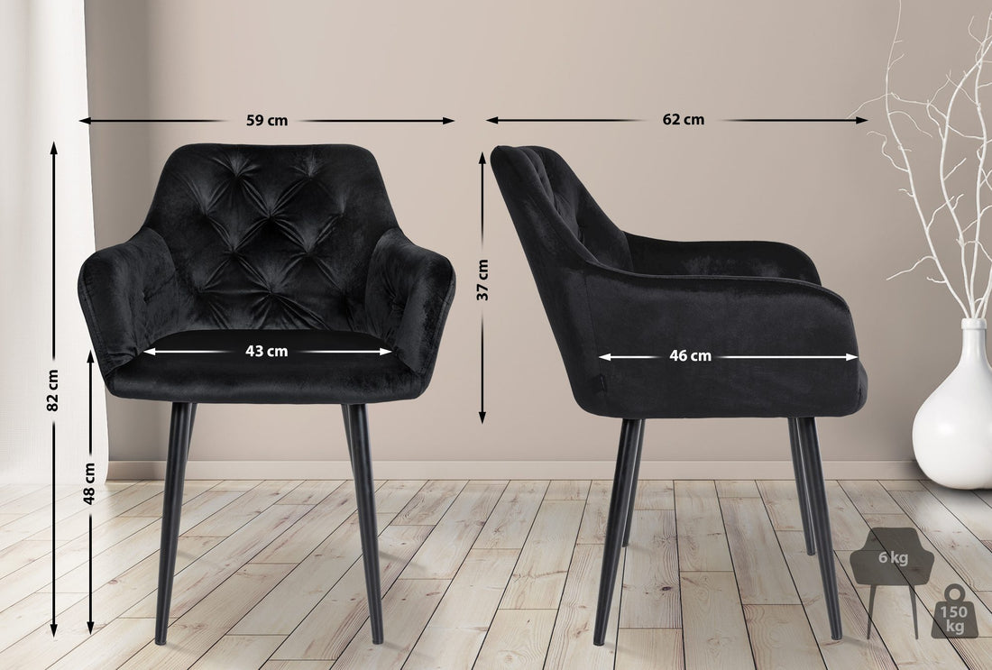 Moderne Eetkamerstoelen Set - Fluwelen Zitting - Onderhoudsvriendelijke Bekleding Kleur zwart