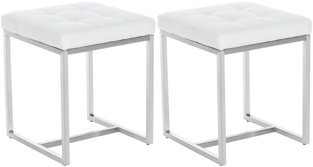 Set van 2 Hockers - Voetenbankjes - Comfort en Flexibiliteit in Interieur Kleur wit