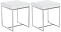 Set van 2 Hockers - Voetenbankjes - Comfort en Flexibiliteit in Interieur Kleur wit