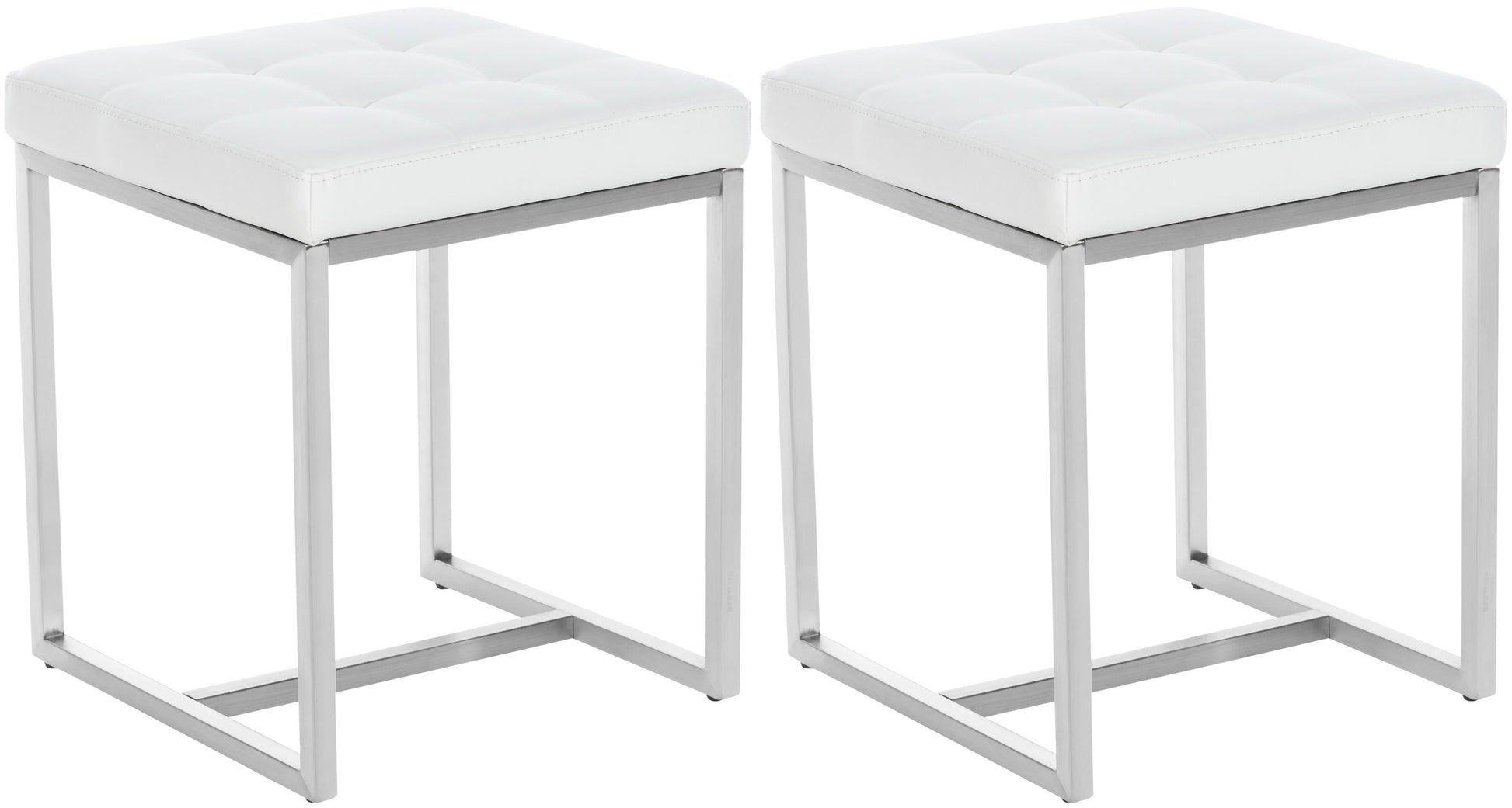 Set van 2 Hockers - Voetenbankjes - Comfort en Flexibiliteit in Interieur Kleur wit