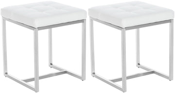 Set van 2 Hockers - Voetenbankjes - Comfort en Flexibiliteit in Interieur Kleur wit