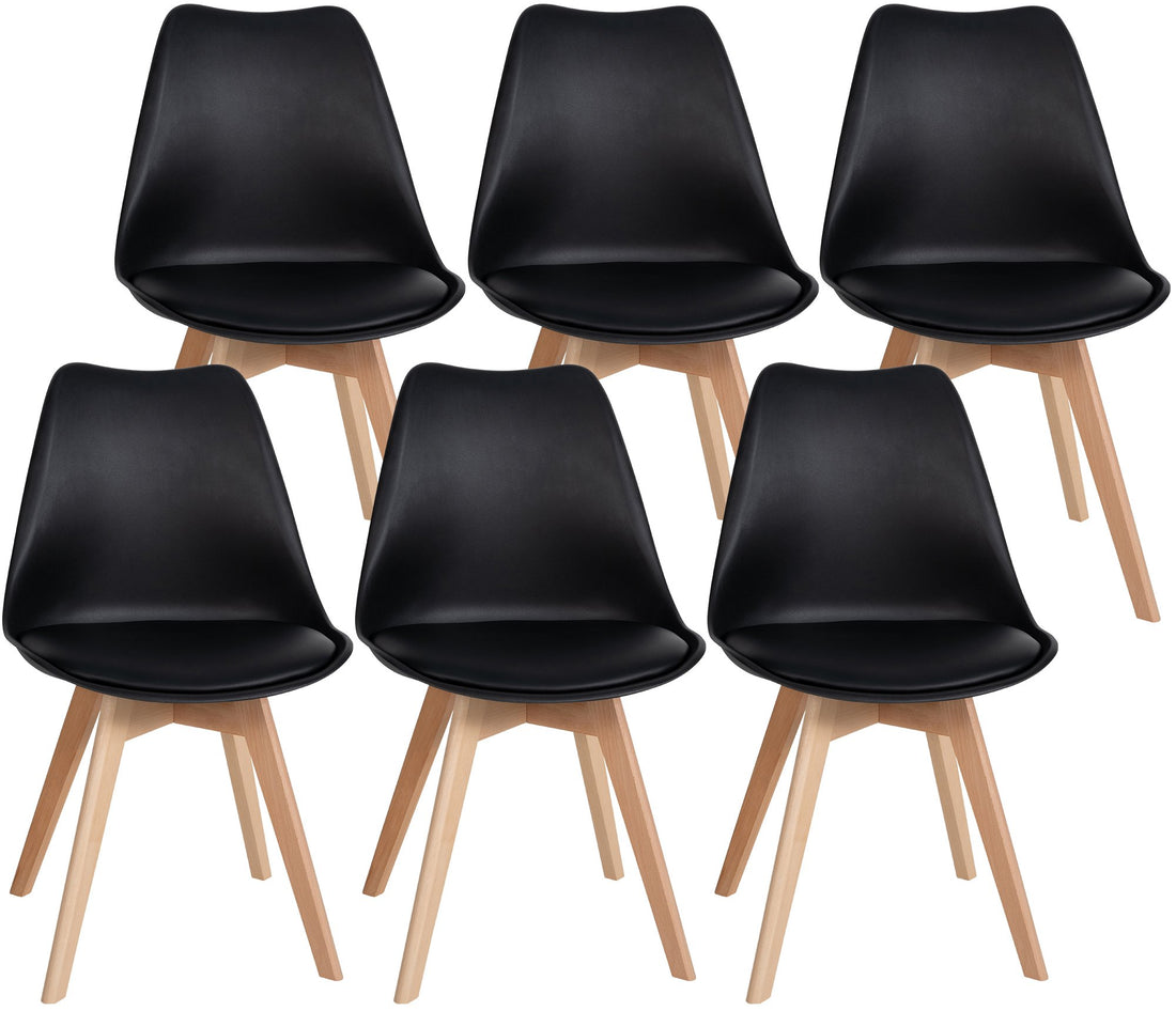 6-delige Set Eetkamerstoelen - Comfortstoelen - Ergonomisch Zitgemak, Hoogwaardig Hout Kleur wit