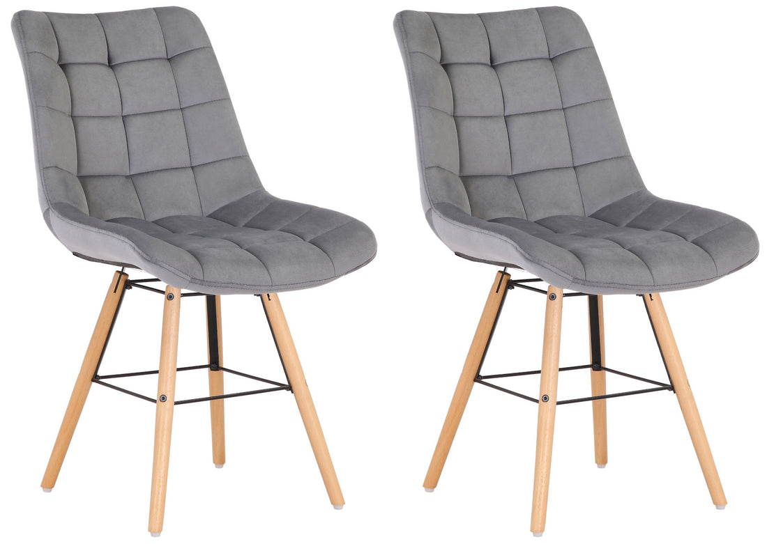 Set van 2 Eetkamerstoelen - Keukenstoelen - Fluwelen Bekleding voor Optimaal Comfort Kleur grijs