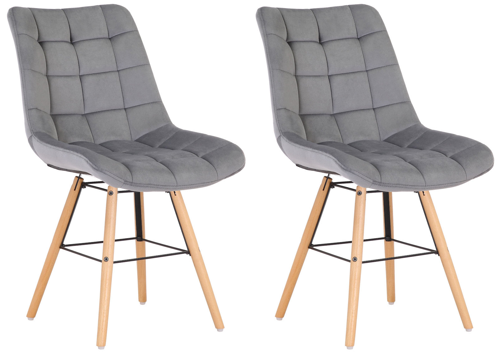 Set van 2 Eetkamerstoelen - Keukenstoelen - Fluwelen Bekleding voor Optimaal Comfort Kleur grijs