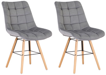 Set van 2 Eetkamerstoelen - Keukenstoelen - Fluwelen Bekleding voor Optimaal Comfort Kleur grijs