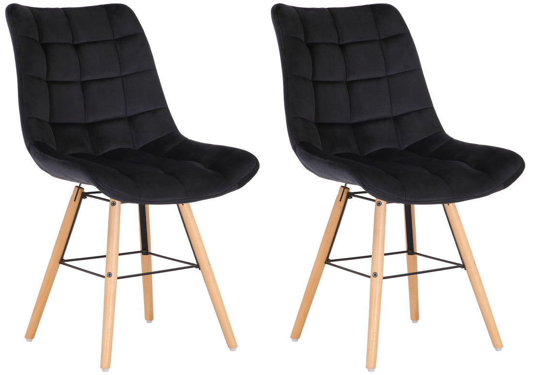 2-delige set Fluwelen Eetkamerstoelen - Keukenstoelen - Optimaal Comfort Kleur zwart