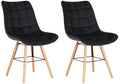 2-delige set Fluwelen Eetkamerstoelen - Keukenstoelen - Optimaal Comfort Kleur zwart