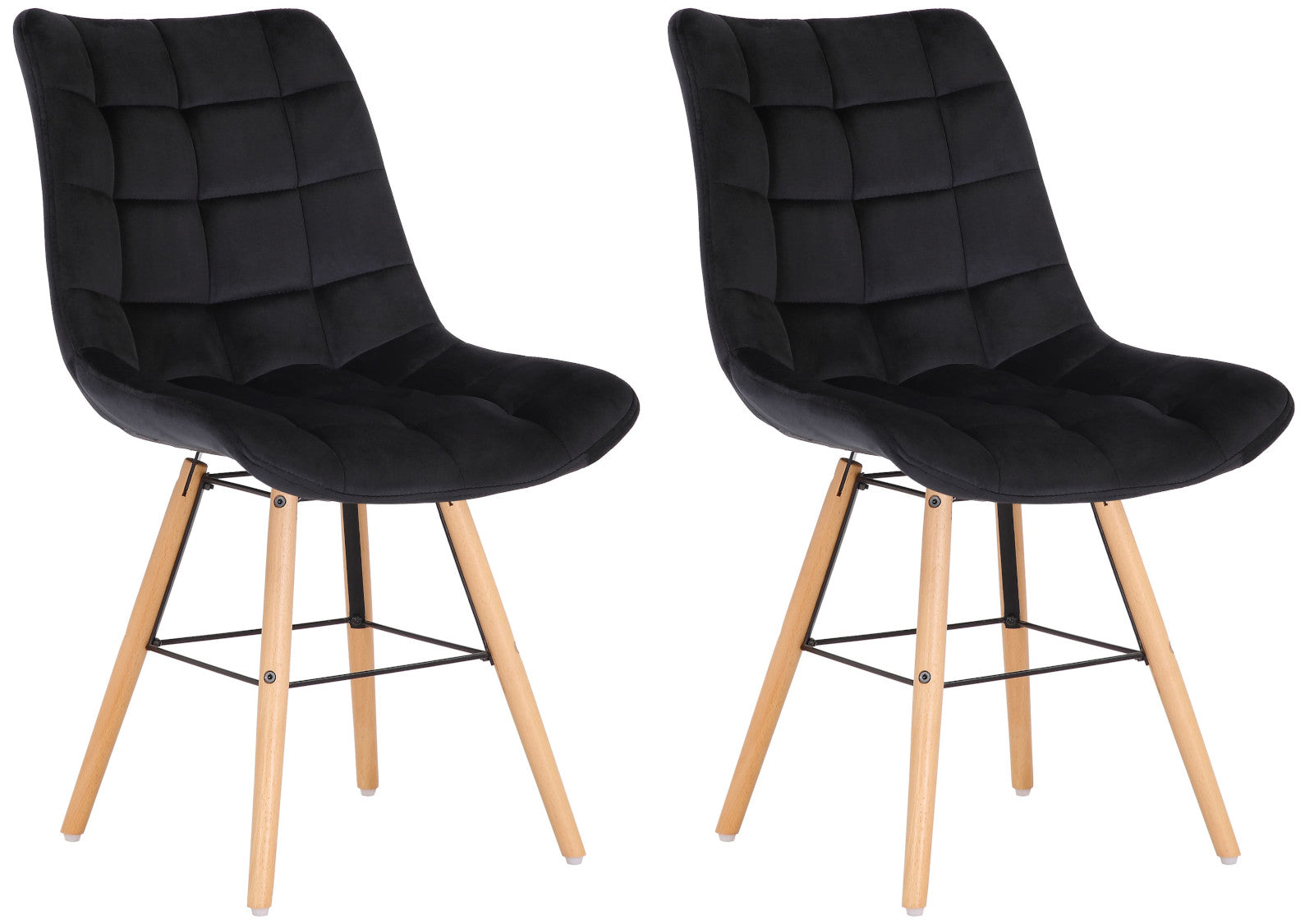 2-delige set Fluwelen Eetkamerstoelen - Keukenstoelen - Optimaal Comfort Kleur zwart