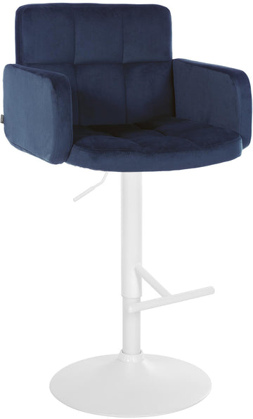 Fluwelen Barkruk - Velvet Design - Verstelbare Zithoogte en 360° Rotatie Kleur blauw