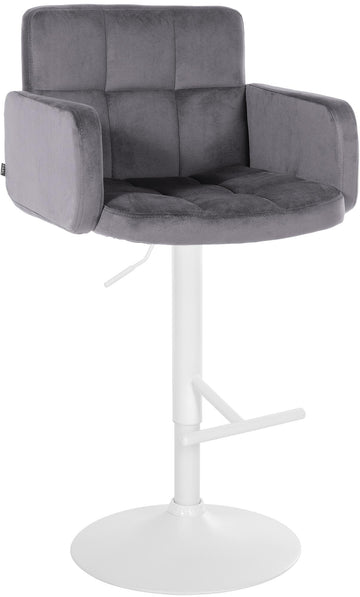 Fluwelen design barkruk - Stijlvolle kruk - Ergonomisch comfort, 360 graden draaibaar Kleur donkergrijs