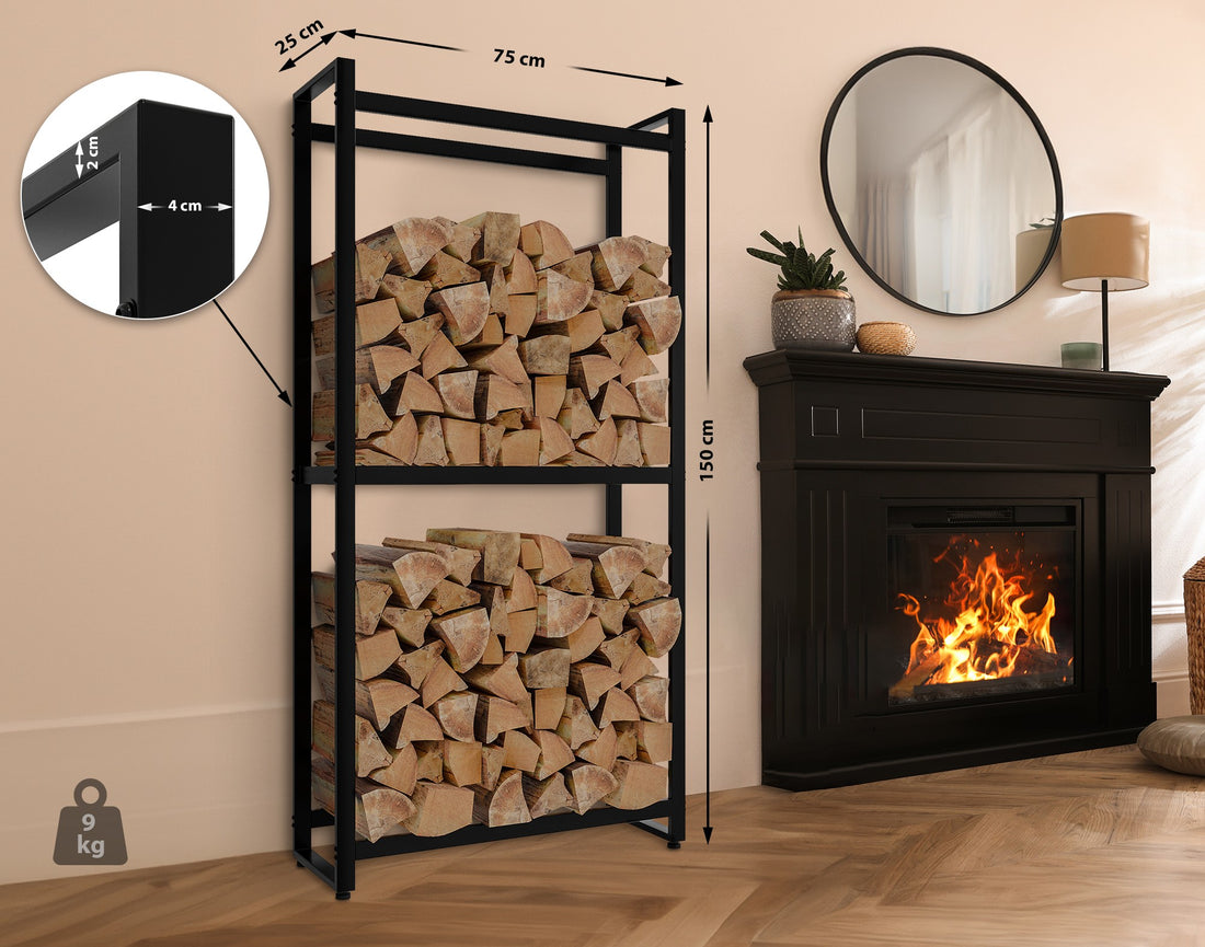 Elegant Haardhoutrek Zwart - Houtopslag - Ruimtebesparend Ontwerp, eenvoudige montage Kleur zwart