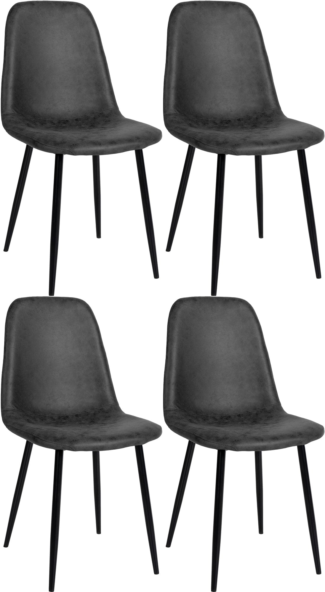 4-delige Set Eetkamerstoelen - Gezinsstoelenset - Onderhoudsvriendelijk Design Kleur zwart Materiaal kunstleer