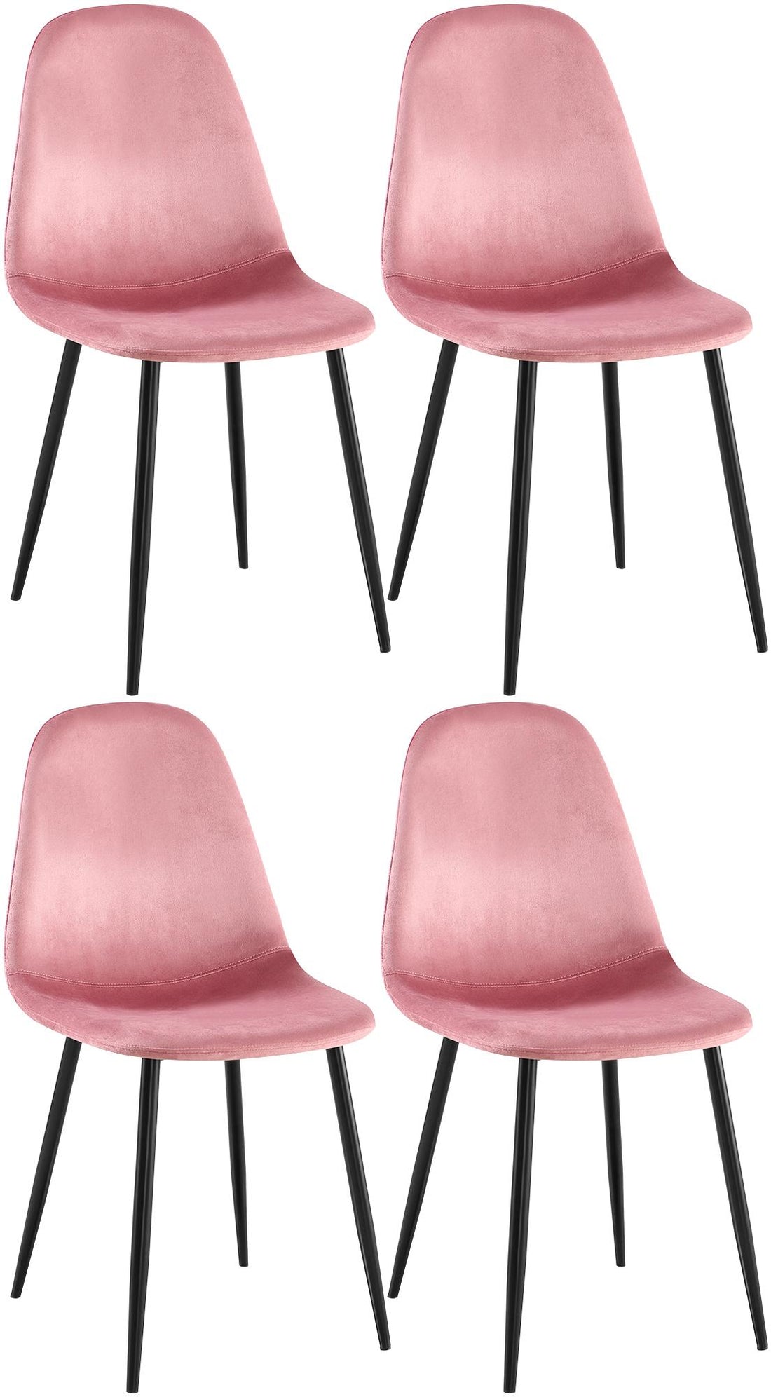 Set van 4 Eetkamerstoelen, Keukenstoelen, Onderhoudsvriendelijk Design - Roze Fluweel Kleur roze
