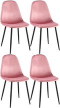 Set van 4 Eetkamerstoelen, Keukenstoelen, Onderhoudsvriendelijk Design - Roze Fluweel Kleur roze