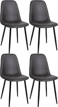 4-delige Set Eetkamerstoelen - Gezinsstoelenset - Onderhoudsvriendelijk Design Kleur donkergrijs Materiaal kunstleer