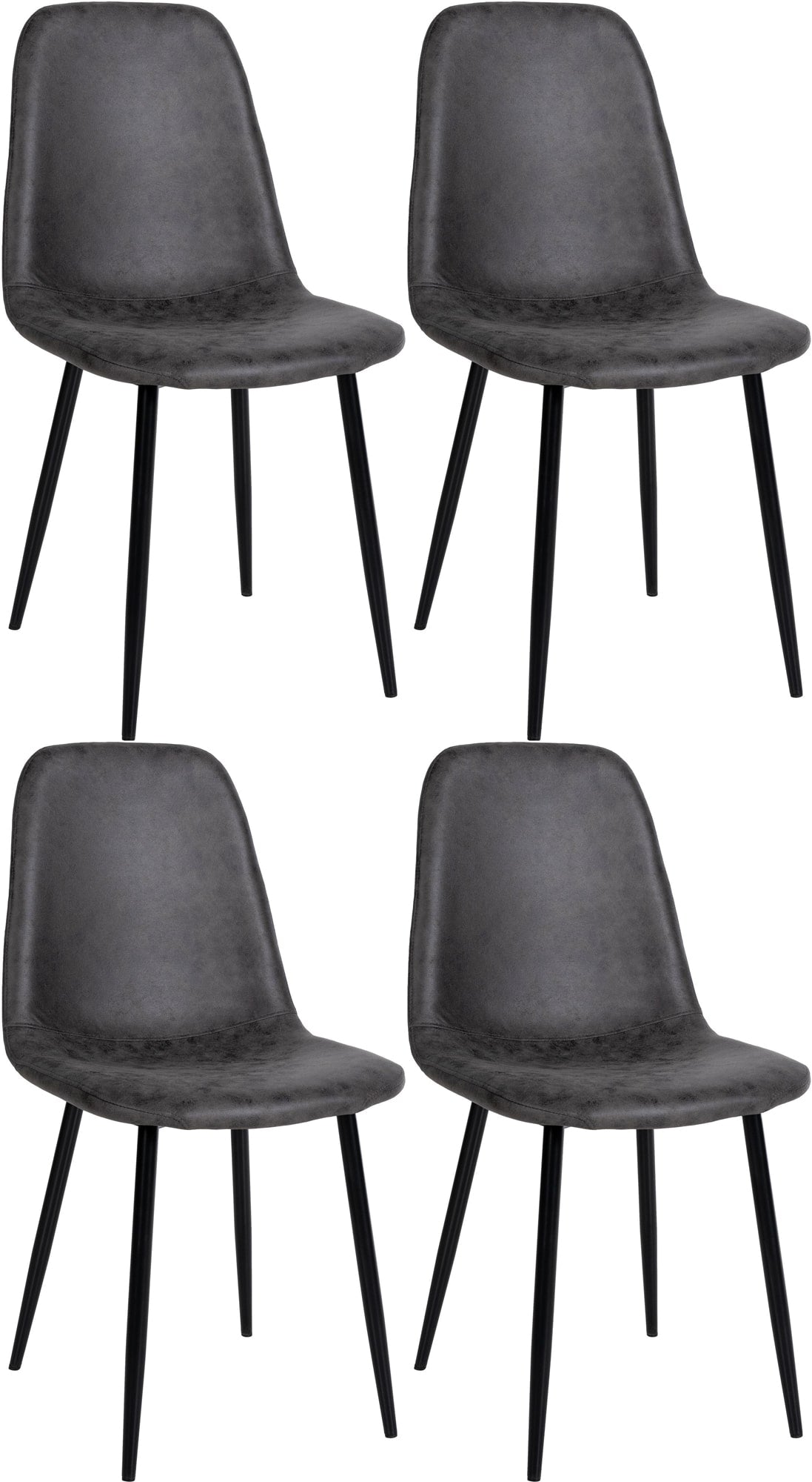 4-delige Set Eetkamerstoelen - Gezinsstoelenset - Onderhoudsvriendelijk Design Kleur donkergrijs Materiaal kunstleer
