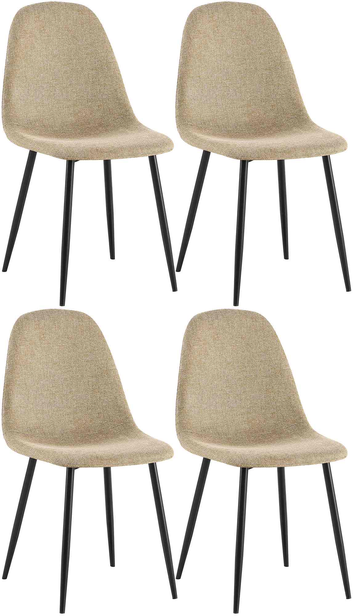 Set van 4 Moderne Eetkamerstoelen - Comfortabele Stoelen - Onderhoudsvriendelijk Design Kleur taupe