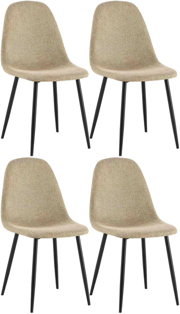 Set van 4 Moderne Eetkamerstoelen - Comfortabele Stoelen - Onderhoudsvriendelijk Design Kleur taupe