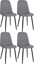 4-delige Set Eetkamerstoelen - Gezinsstoelenset - Onderhoudsvriendelijk Design Kleur grijs Materiaal Stof