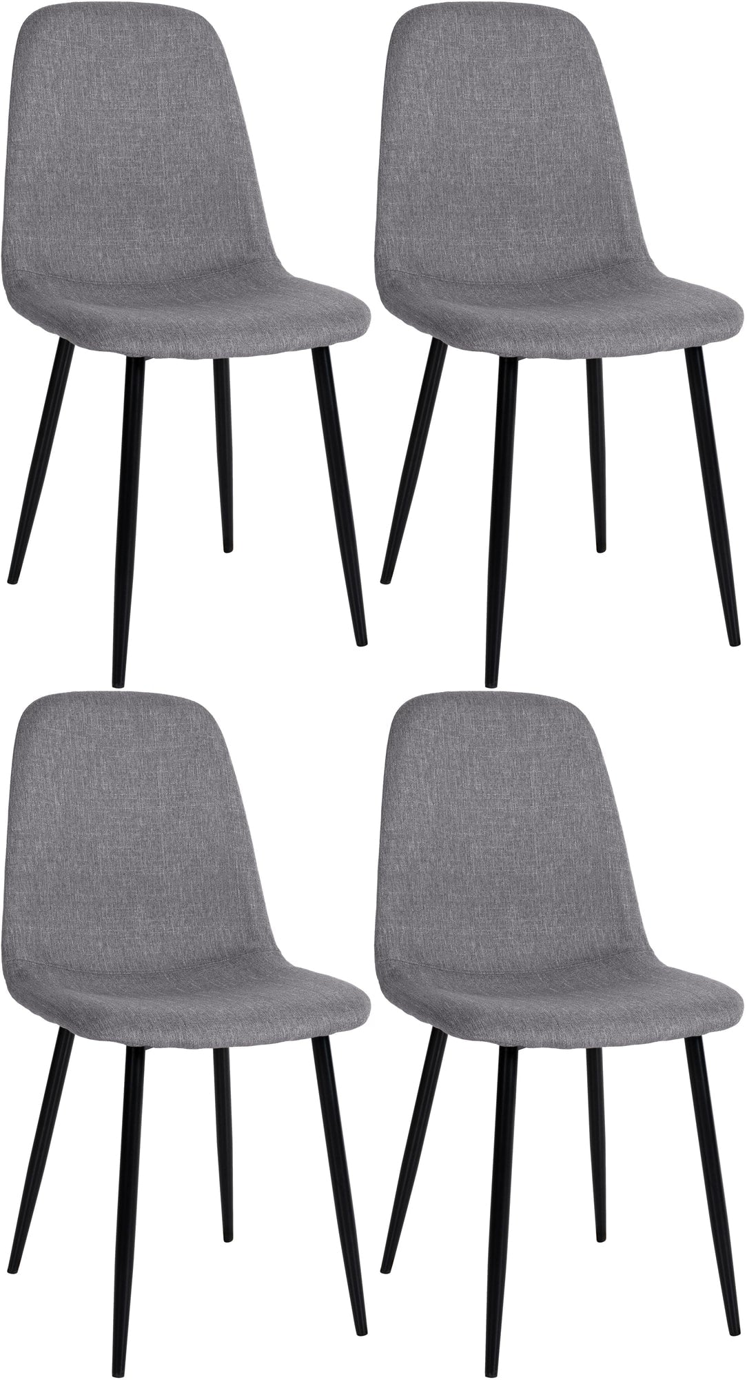 4-delige Set Eetkamerstoelen - Gezinsstoelenset - Onderhoudsvriendelijk Design Kleur grijs Materiaal Stof