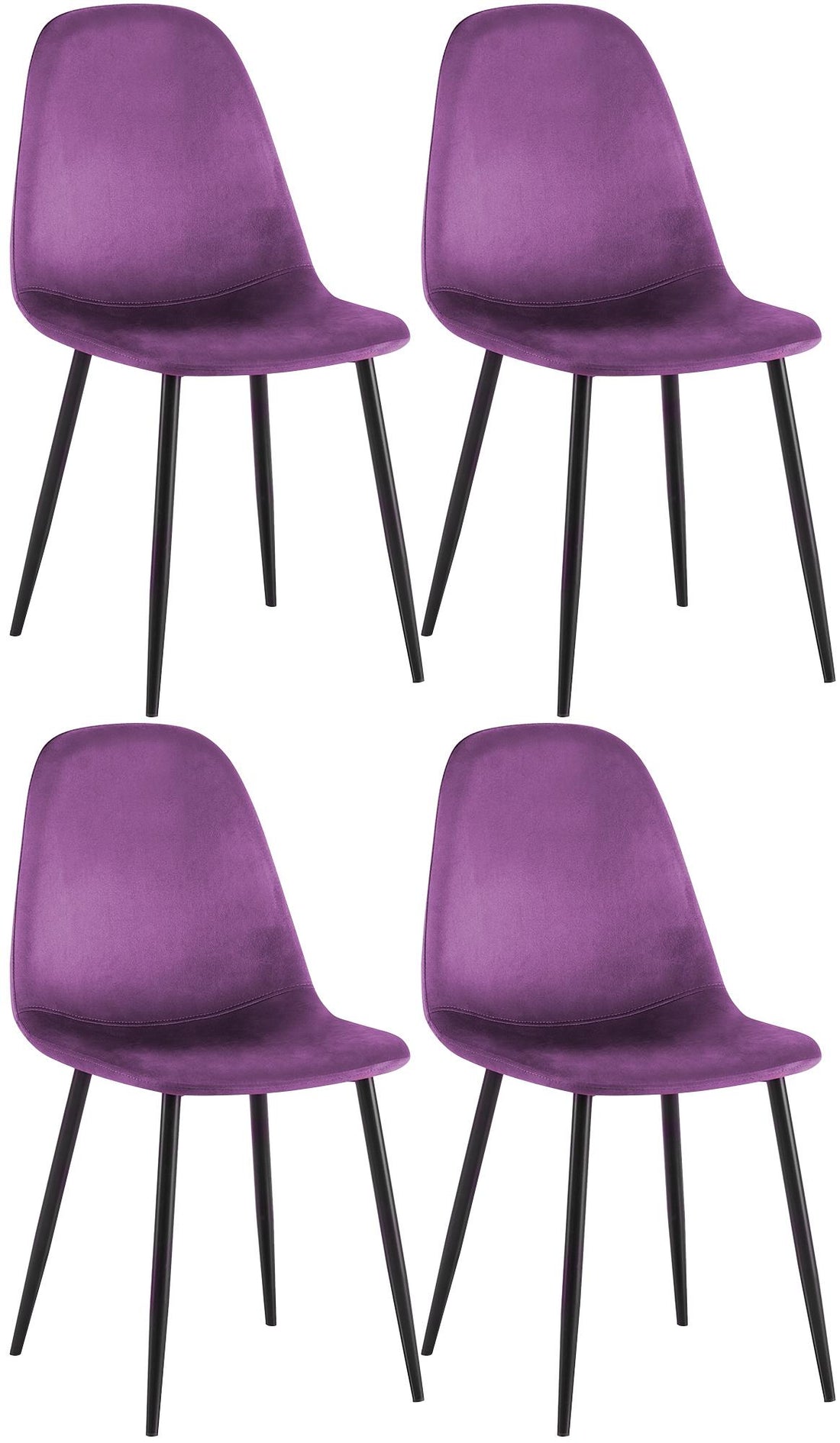 4x Moderne Eetkamerstoelen Set - Stoelen - Onderhoudsvriendelijk - Fluweel Bekleding Kleur paars