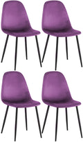 4x Moderne Eetkamerstoelen Set - Stoelen - Onderhoudsvriendelijk - Fluweel Bekleding Kleur paars