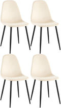Set van 4 Moderne Eetkamerstoelen - Comfortabel - Onderhoudsvriendelijke Fluweel Bekleding Kleur crème