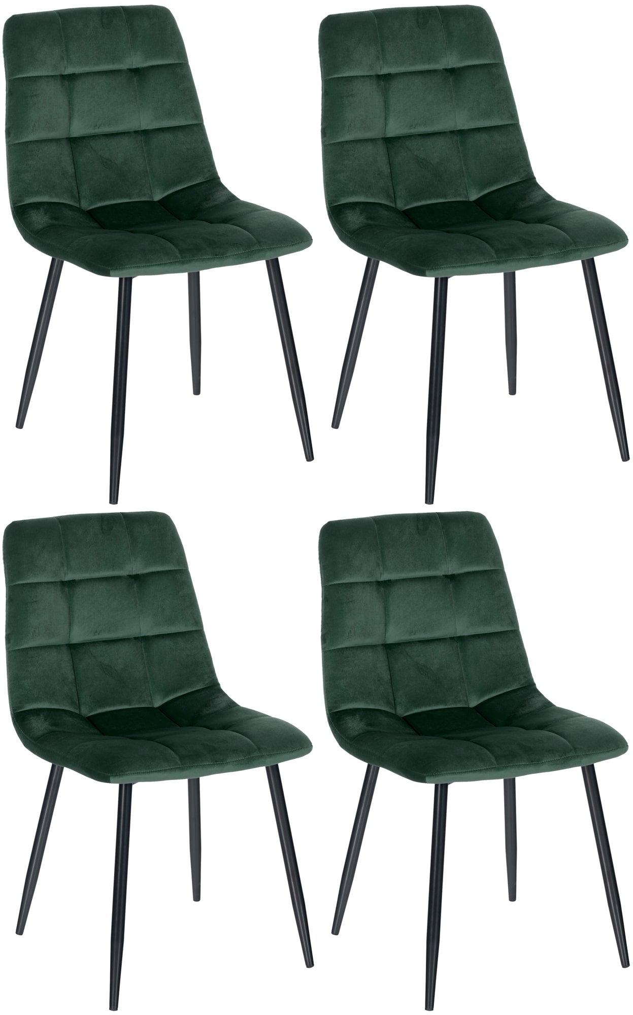 4-delige Set Eetkamerstoelen - Keukenstoelen - Comfortabele Bekleding Kleur groen