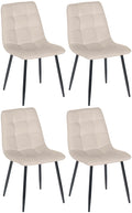 4-delige Set Eetkamerstoelen - Keukenstoelen - Comfortabele Bekleding Kleur crème