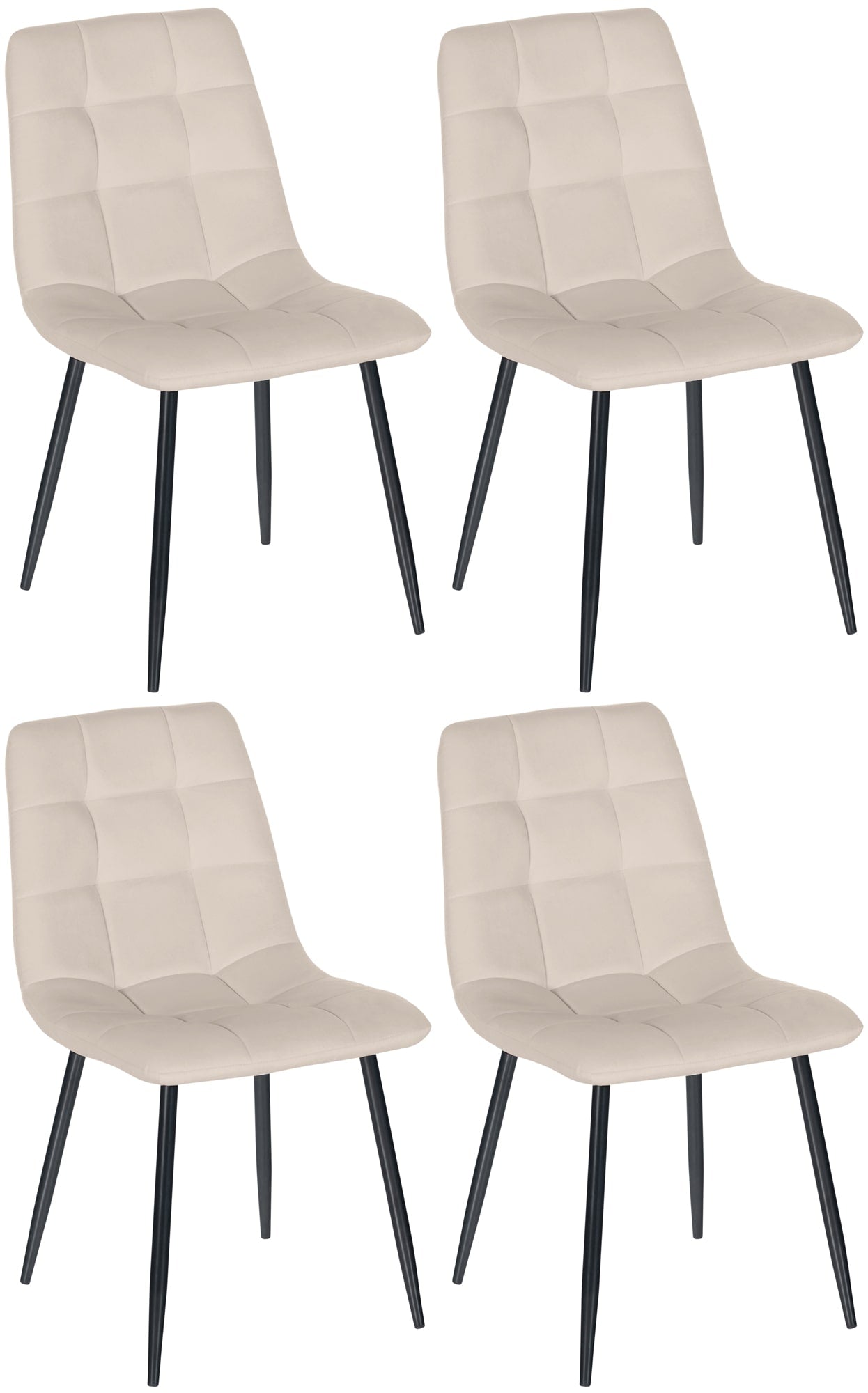 4-delige Set Eetkamerstoelen - Keukenstoelen - Comfortabele Bekleding Kleur crème