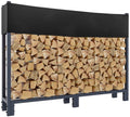 Brandhoutrek met Dekzeil - Haardhoutopslag - Ruimtebesparend en Roestbestendig Staal Kleur antraciet