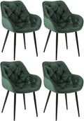 Set van 4 Fluwelen Eetkamerstoelen - Samt Stoelen - Uitmuntend Zitcomfort Kleur groen
