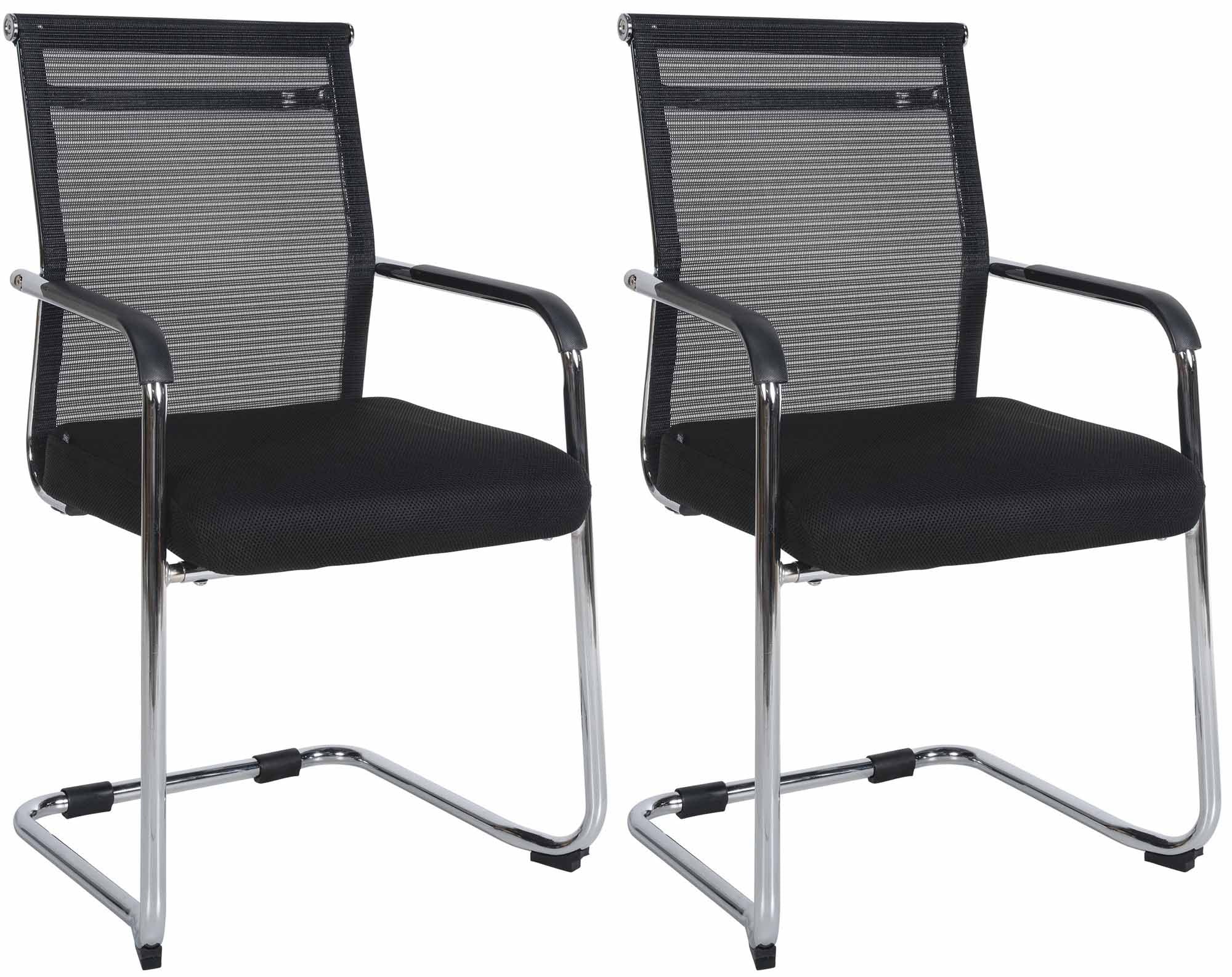 2-delige Set Sledestoelen - Bezoekersstoelen - Ultiem Zitcomfort en Ademend Mesh Kleur chroom