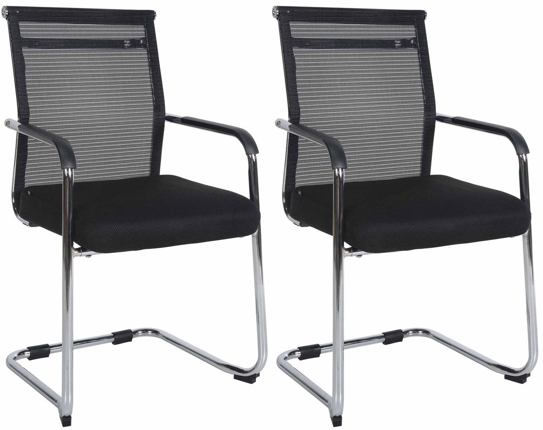 2-delige Set Sledestoelen - Bezoekersstoelen - Ultiem Zitcomfort en Ademend Mesh Kleur chroom