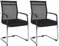 2-delige Set Sledestoelen - Bezoekersstoelen - Ultiem Zitcomfort en Ademend Mesh Kleur chroom